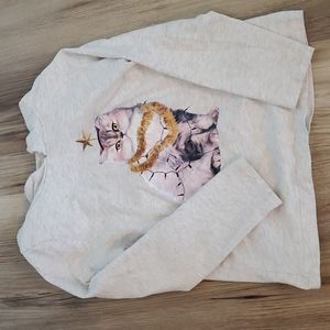 Carter's girls size 7 long sleeved hooded Christmas cat shirt